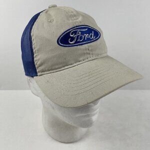 Ford Trucker Hat Women’s Snapback Blue White Silver Embroidery Canvas Mesh